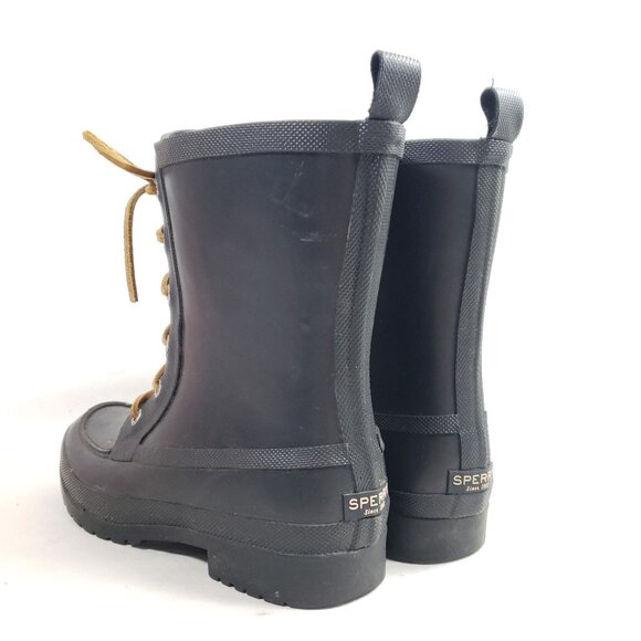 Sperry Womens Size 6 Waterproof Rubber Lace-Up Boots Black - Picture 5 of 9